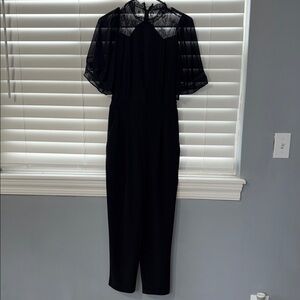 Express Black Lace-Yoke Jumpsuit